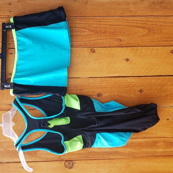 Zero Xposer One Piece Swimsuit + Swim Skirt Coverup Colors Purple Black Teal - Picture 5 of 11